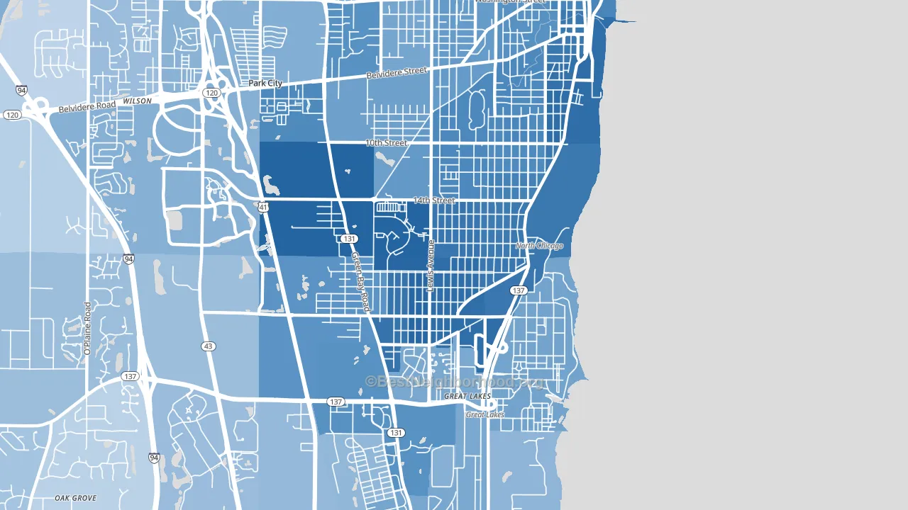 60064, IL block-group political-lean map
