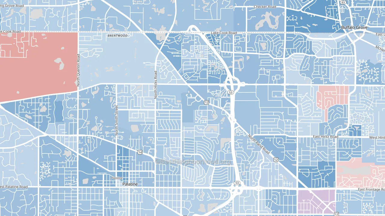 60074, IL block-group political-lean map