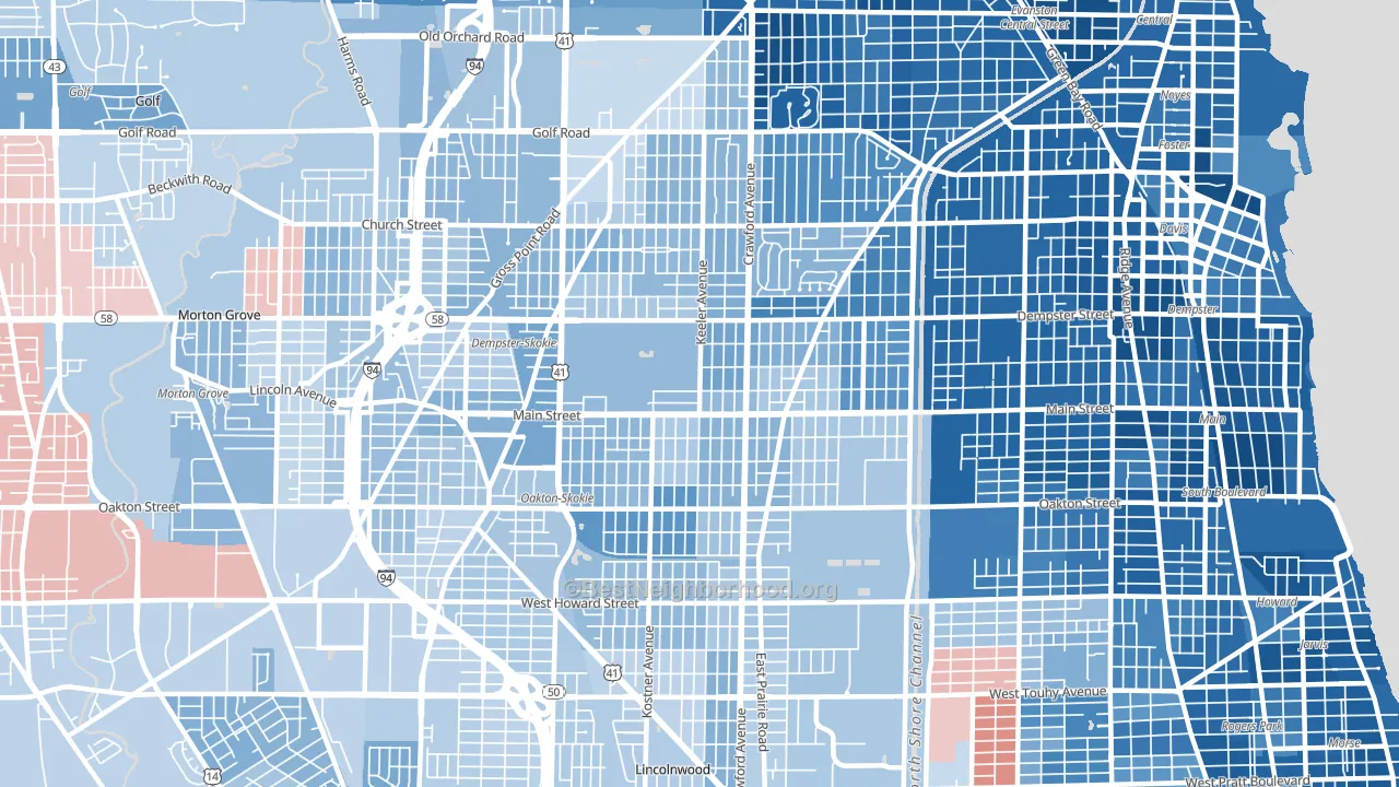 60076, IL block-group political-lean map