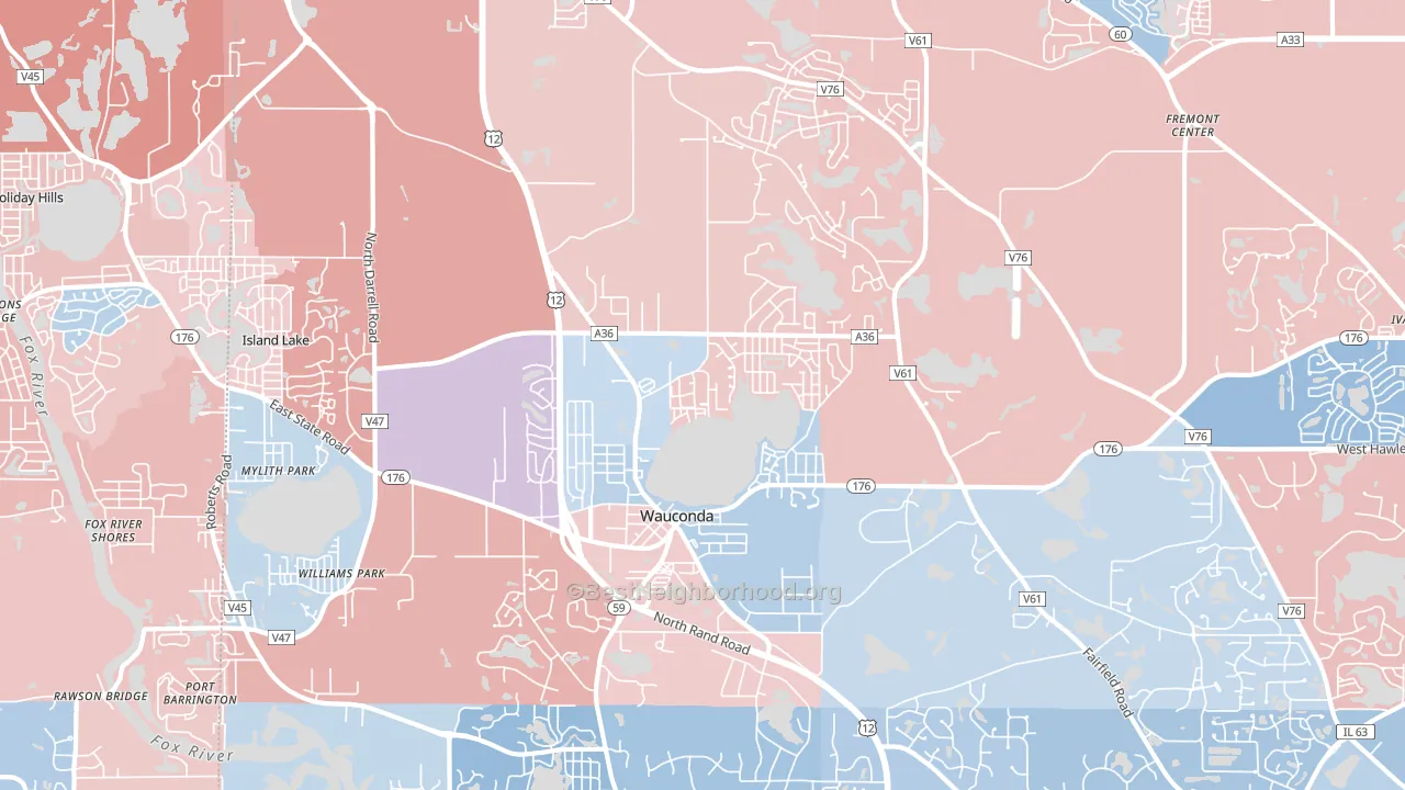 60084, IL block-group political-lean map