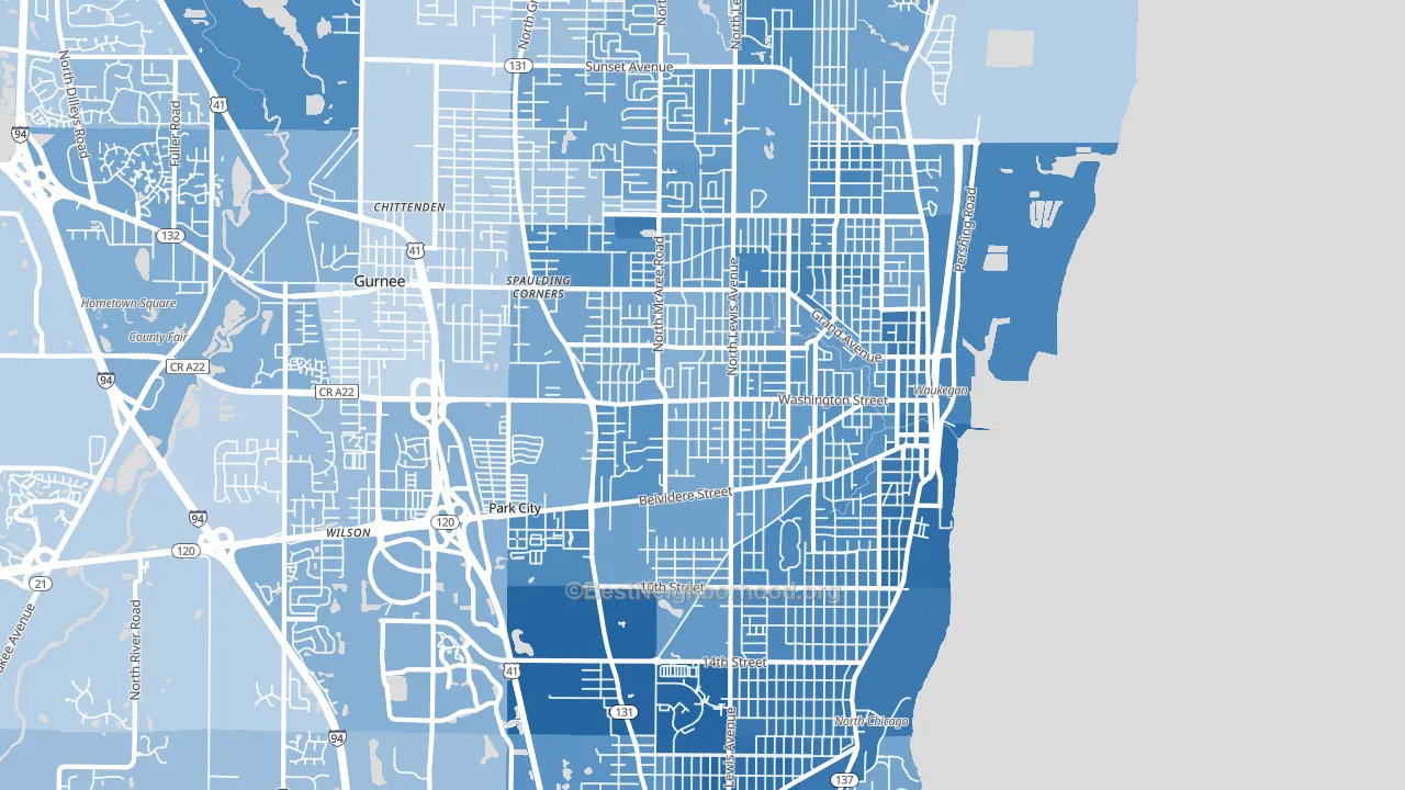 60085, IL block-group political-lean map