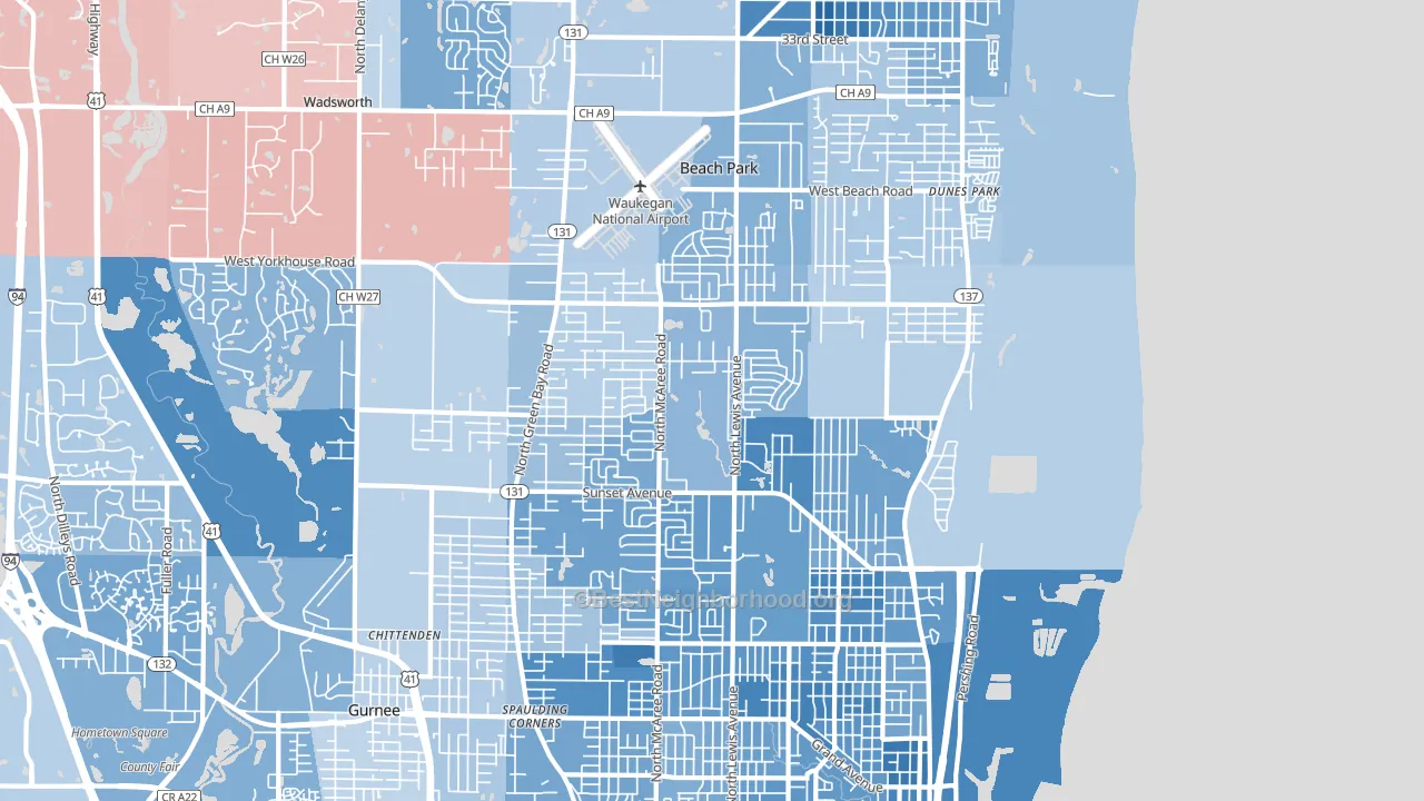 60087, IL block-group political-lean map