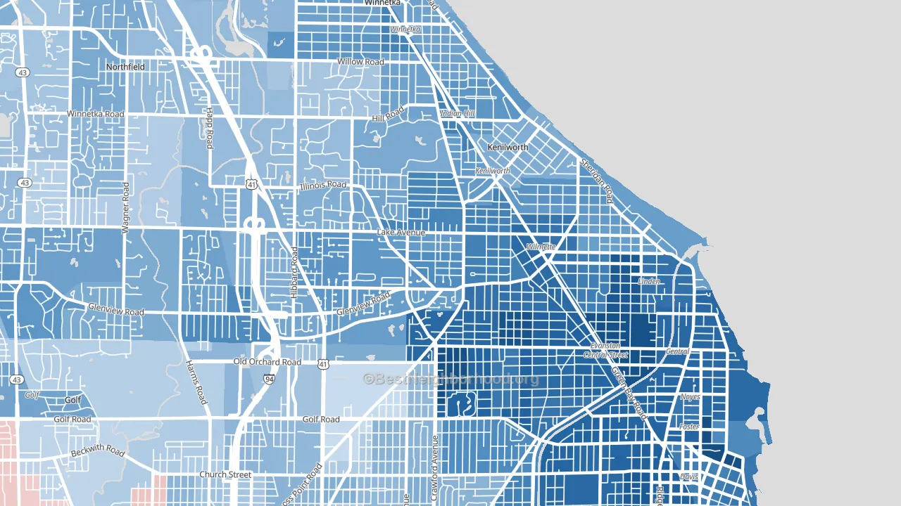 60091, IL block-group political-lean map