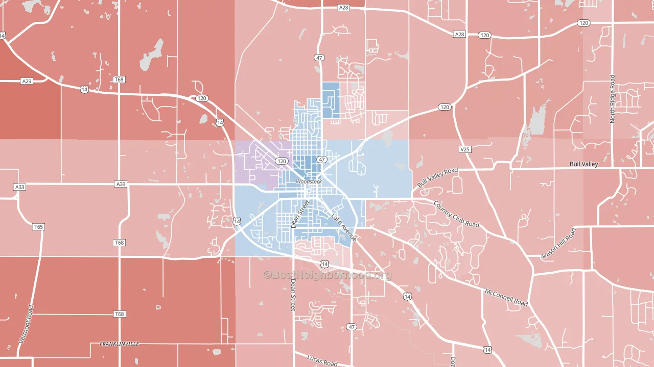 60098, IL block-group political-lean map
