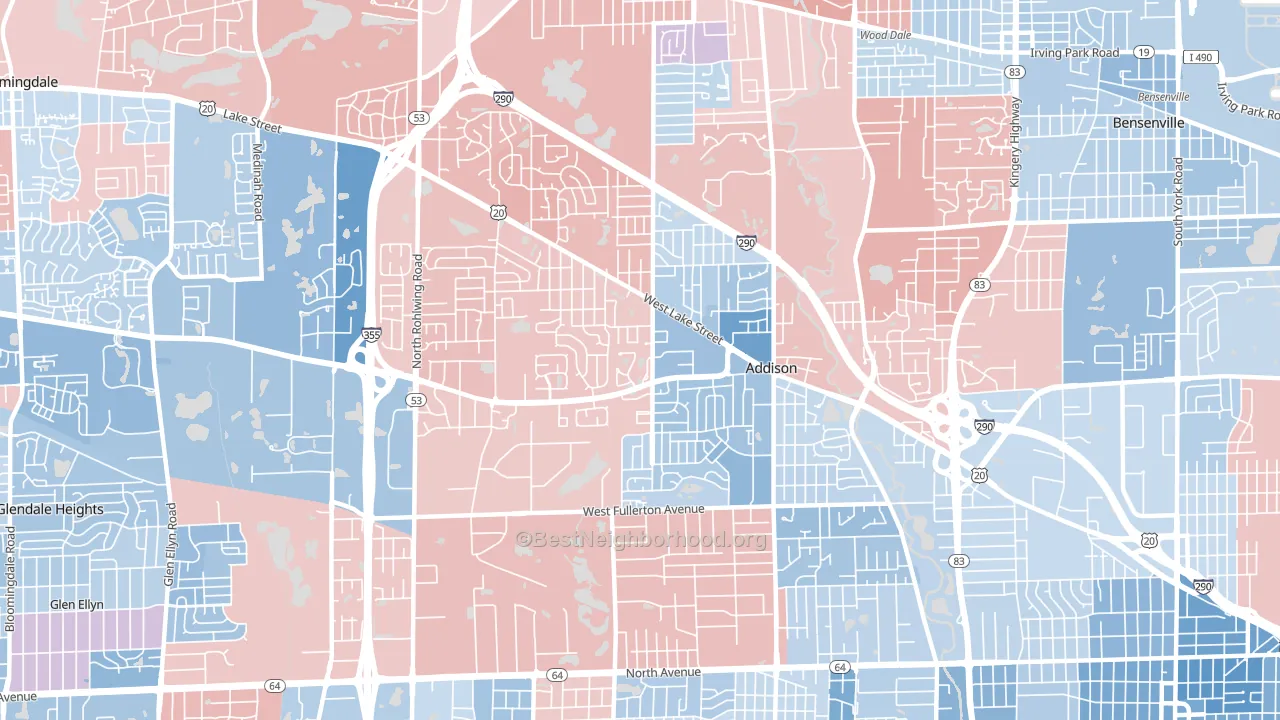 60101, IL block-group political-lean map
