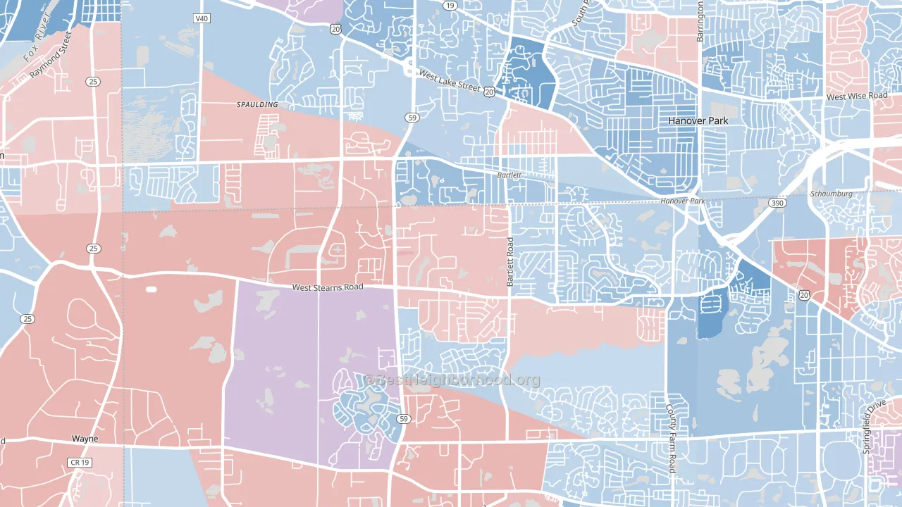 60103, IL block-group political-lean map