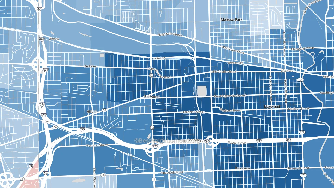 60104, IL block-group political-lean map