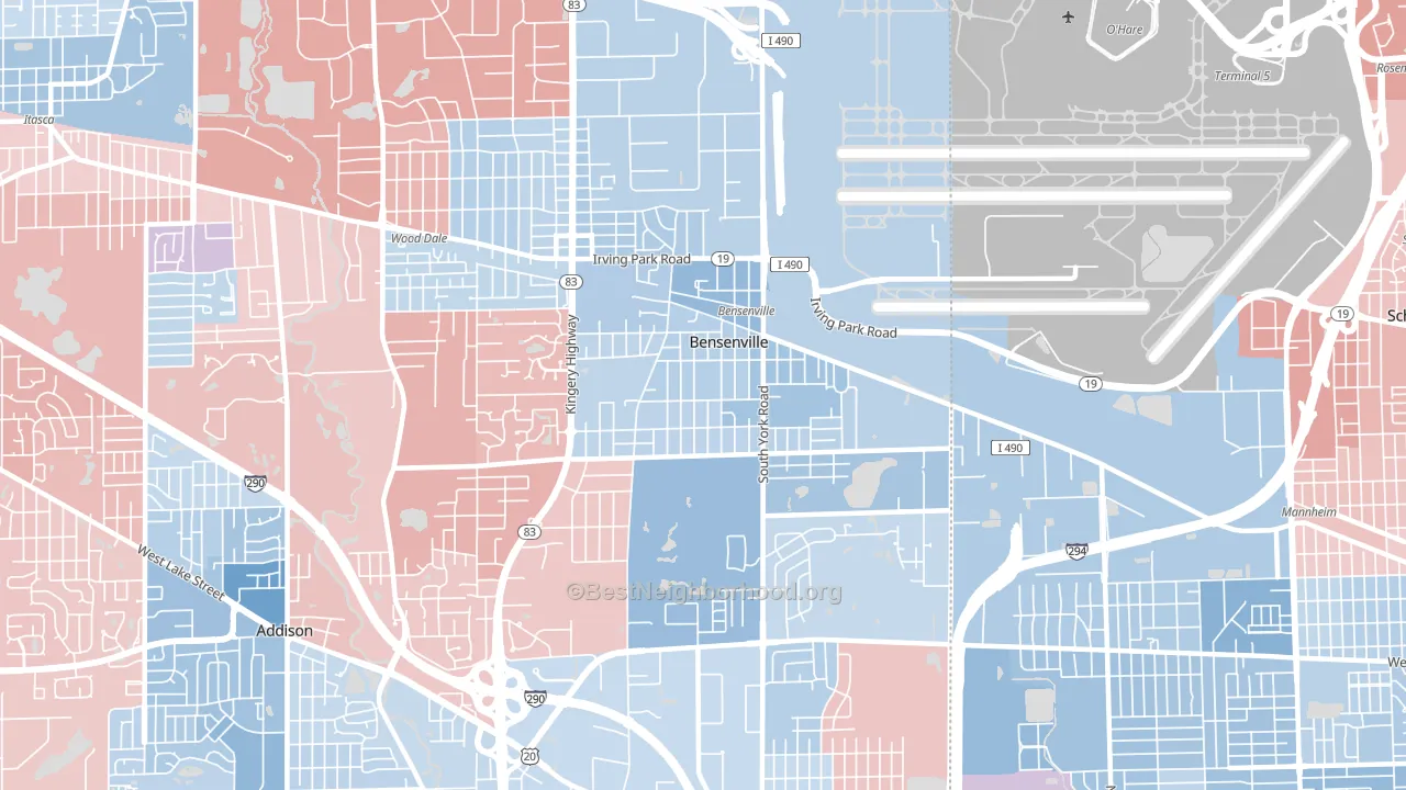 60106, IL block-group political-lean map