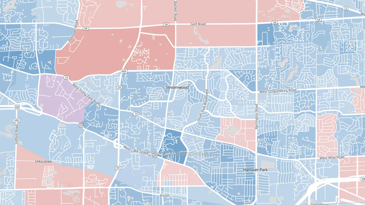60107, IL block-group political-lean map