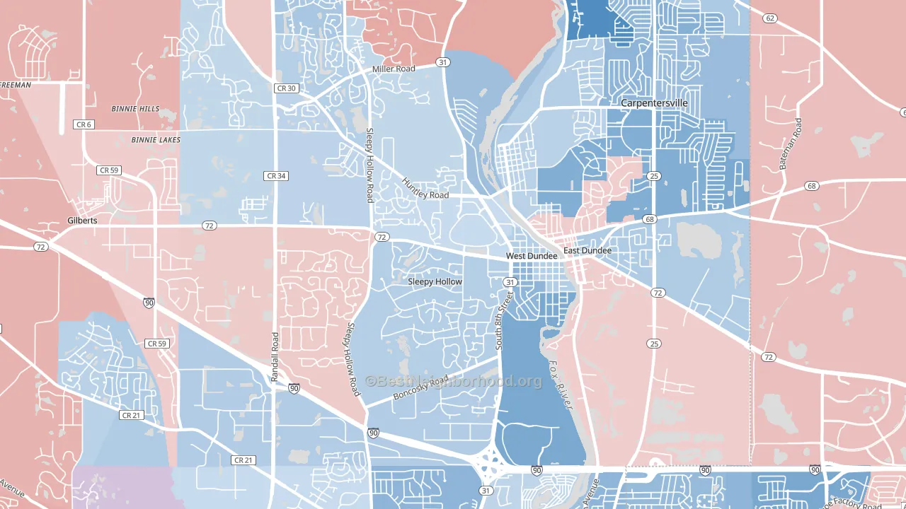 60118, IL block-group political-lean map