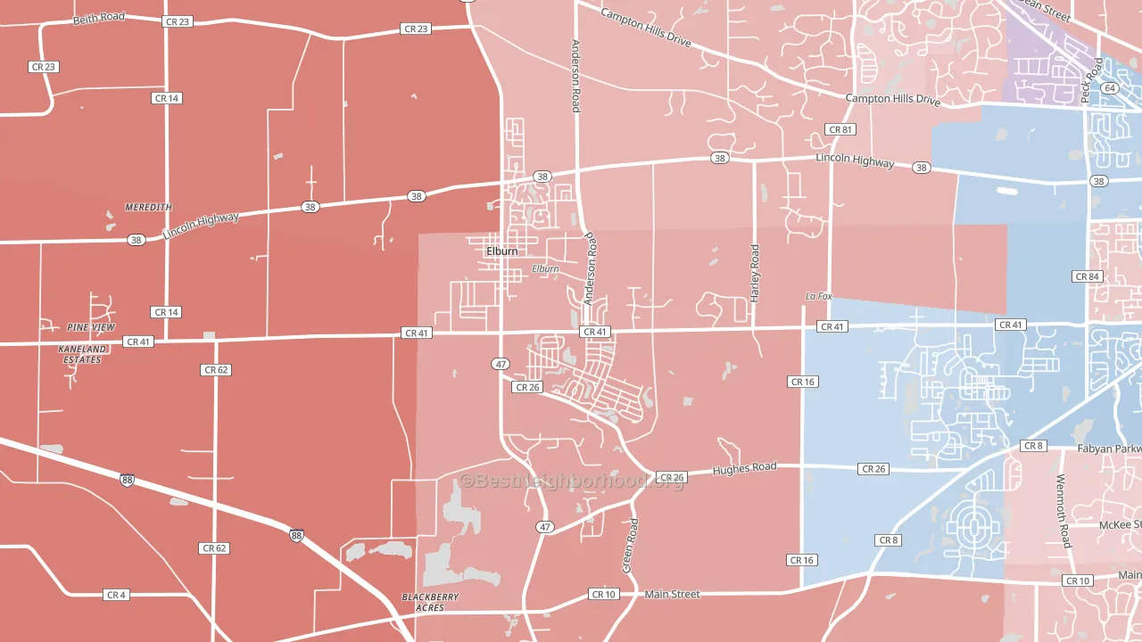 60119, IL block-group political-lean map