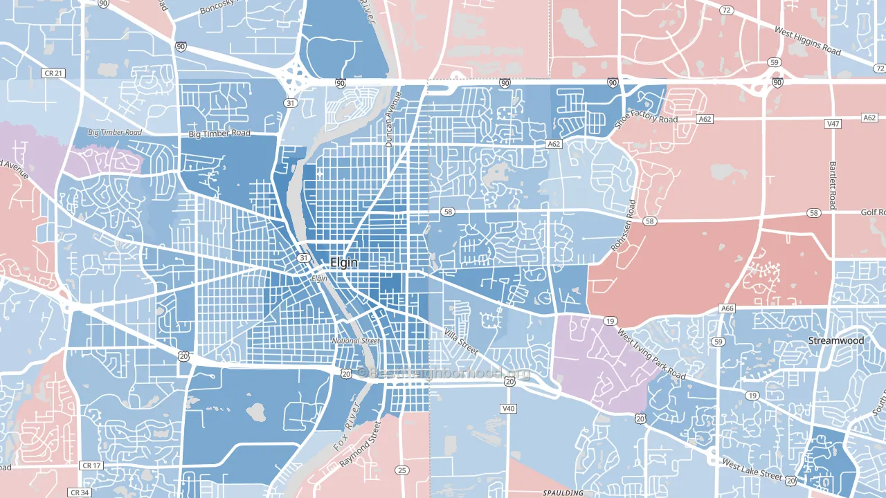 60120, IL block-group political-lean map