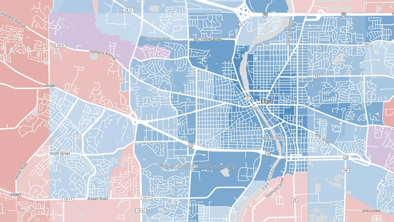 60123, IL block-group political-lean map