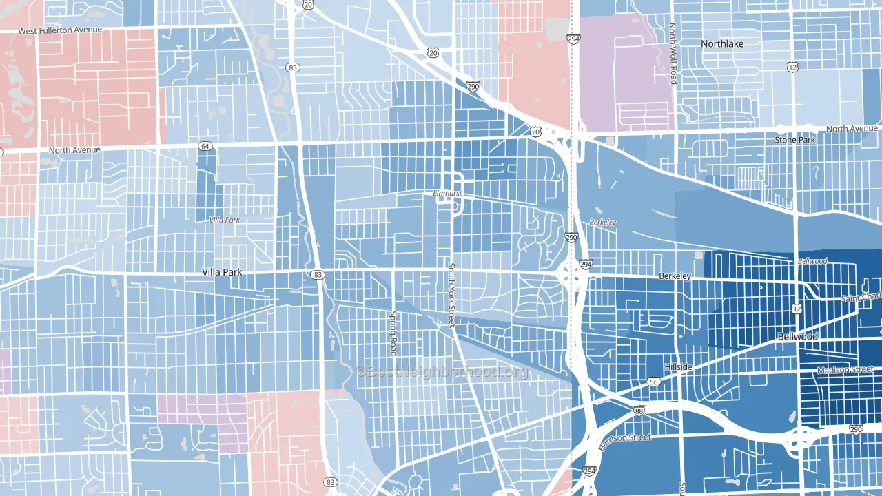 60126, IL block-group political-lean map