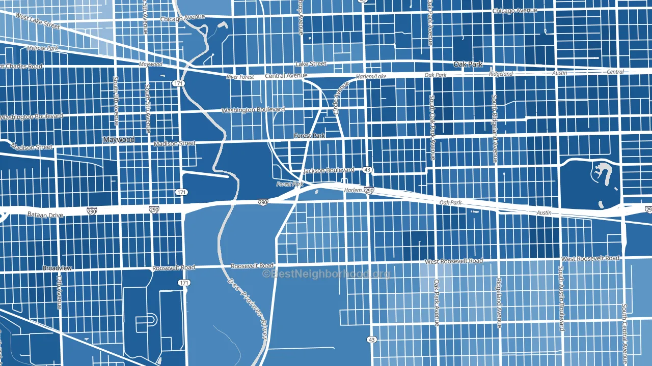 60130, IL block-group political-lean map
