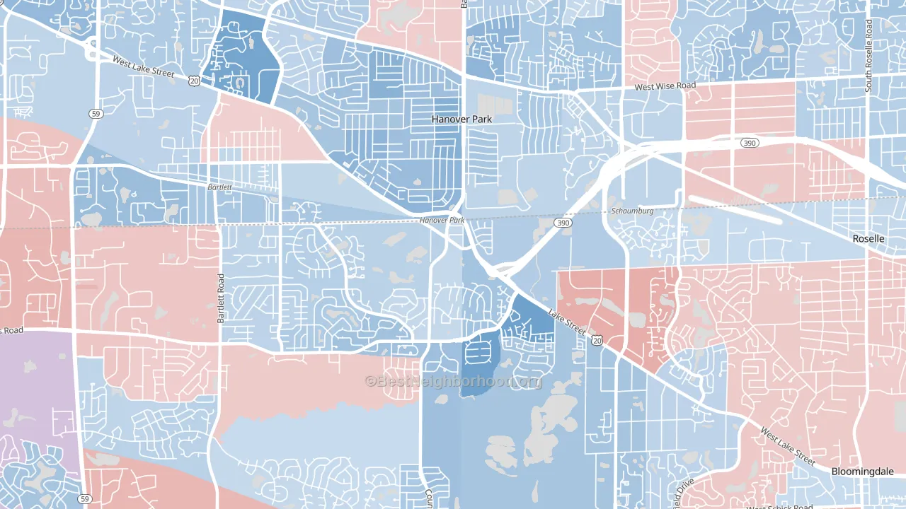 60133, IL block-group political-lean map