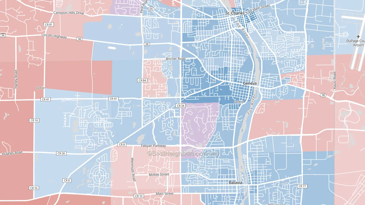 60134, IL block-group political-lean map