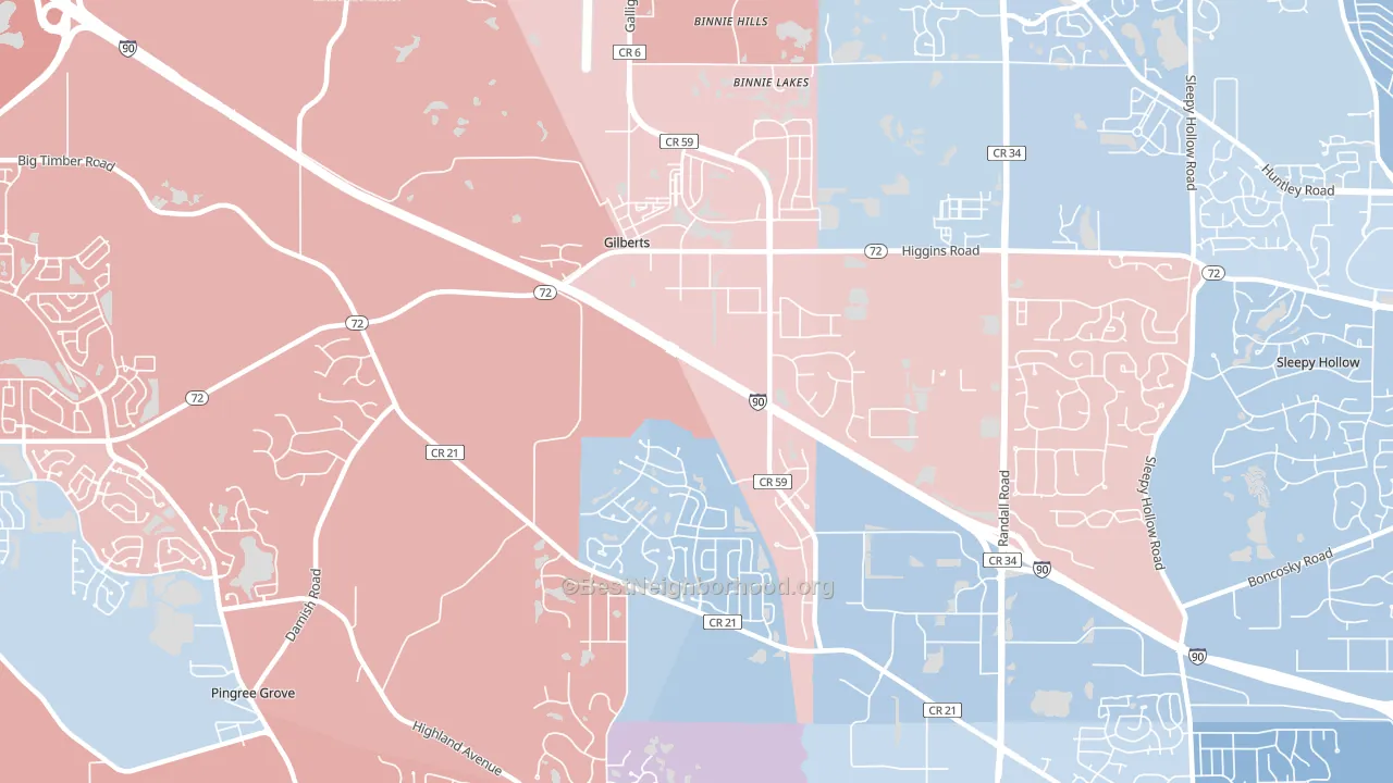 60136, IL block-group political-lean map