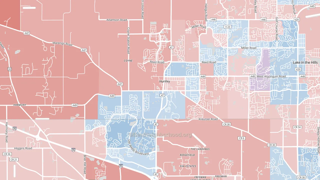 60142, IL block-group political-lean map