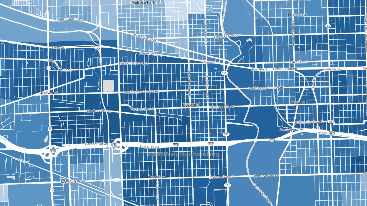 60153, IL block-group political-lean map