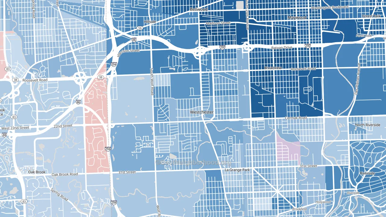 60154, IL block-group political-lean map