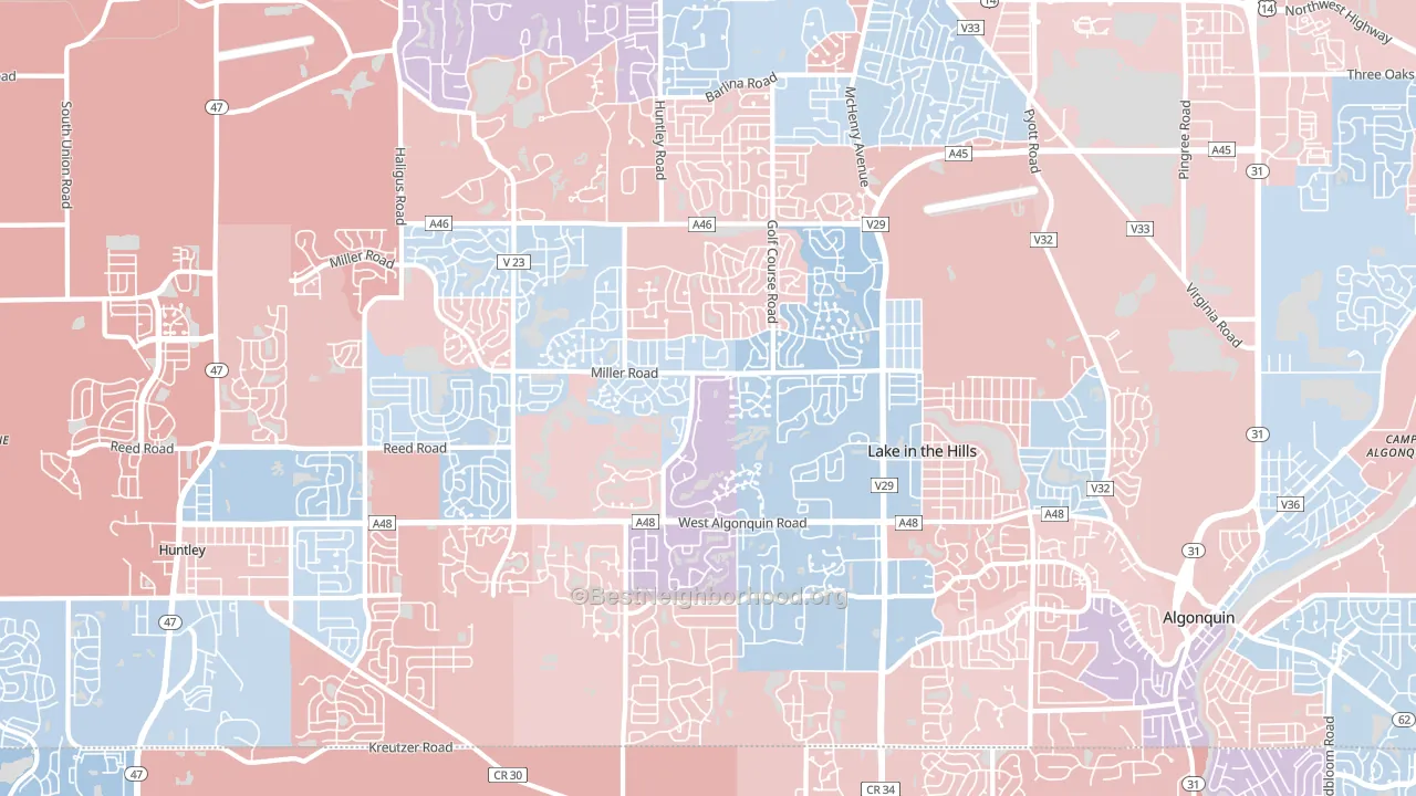 60156, IL block-group political-lean map