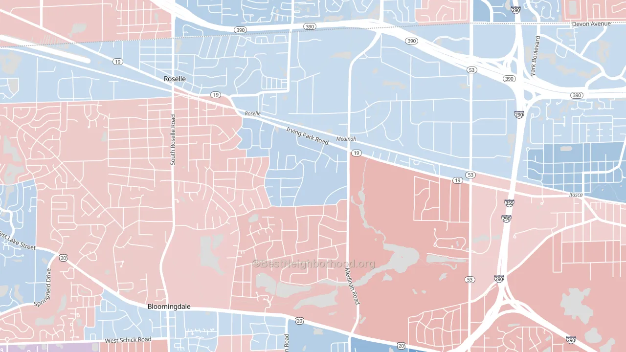 60157, IL block-group political-lean map