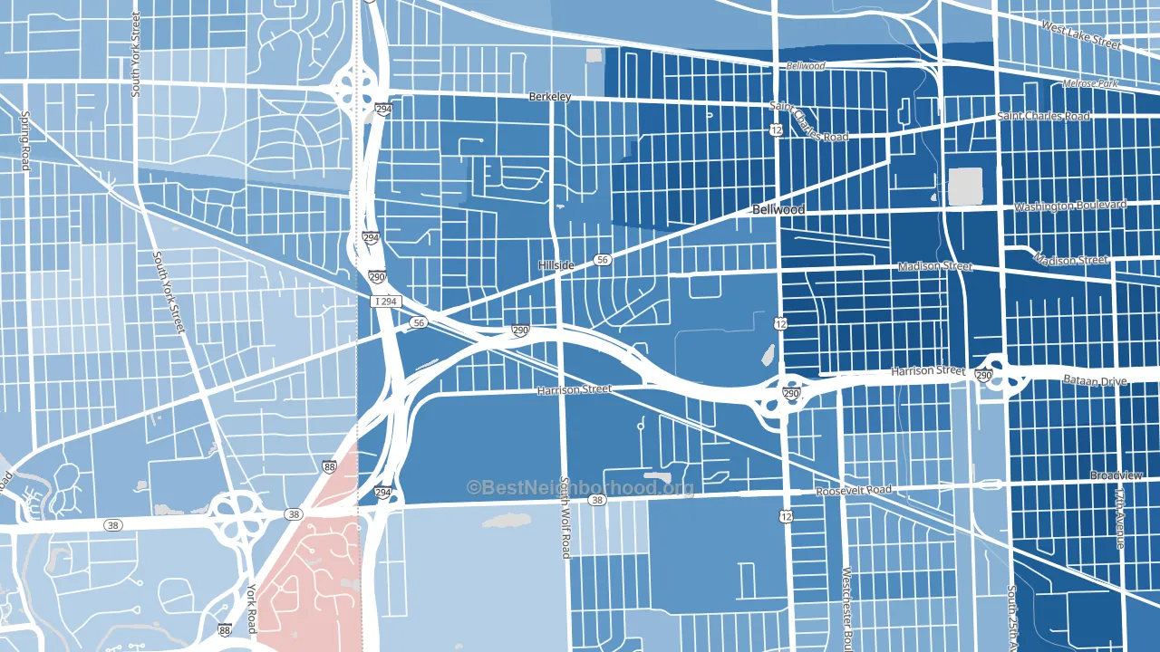 60162, IL block-group political-lean map