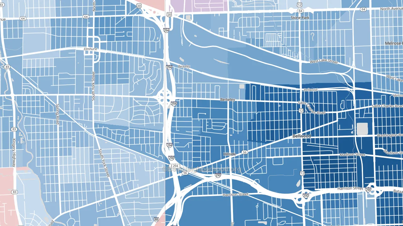 60163, IL block-group political-lean map