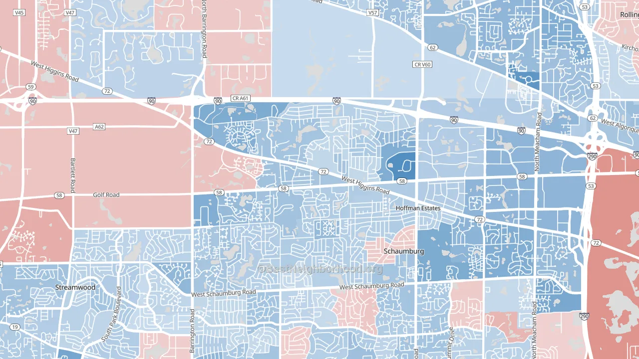 60169, IL block-group political-lean map