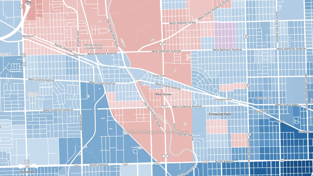 60171, IL block-group political-lean map