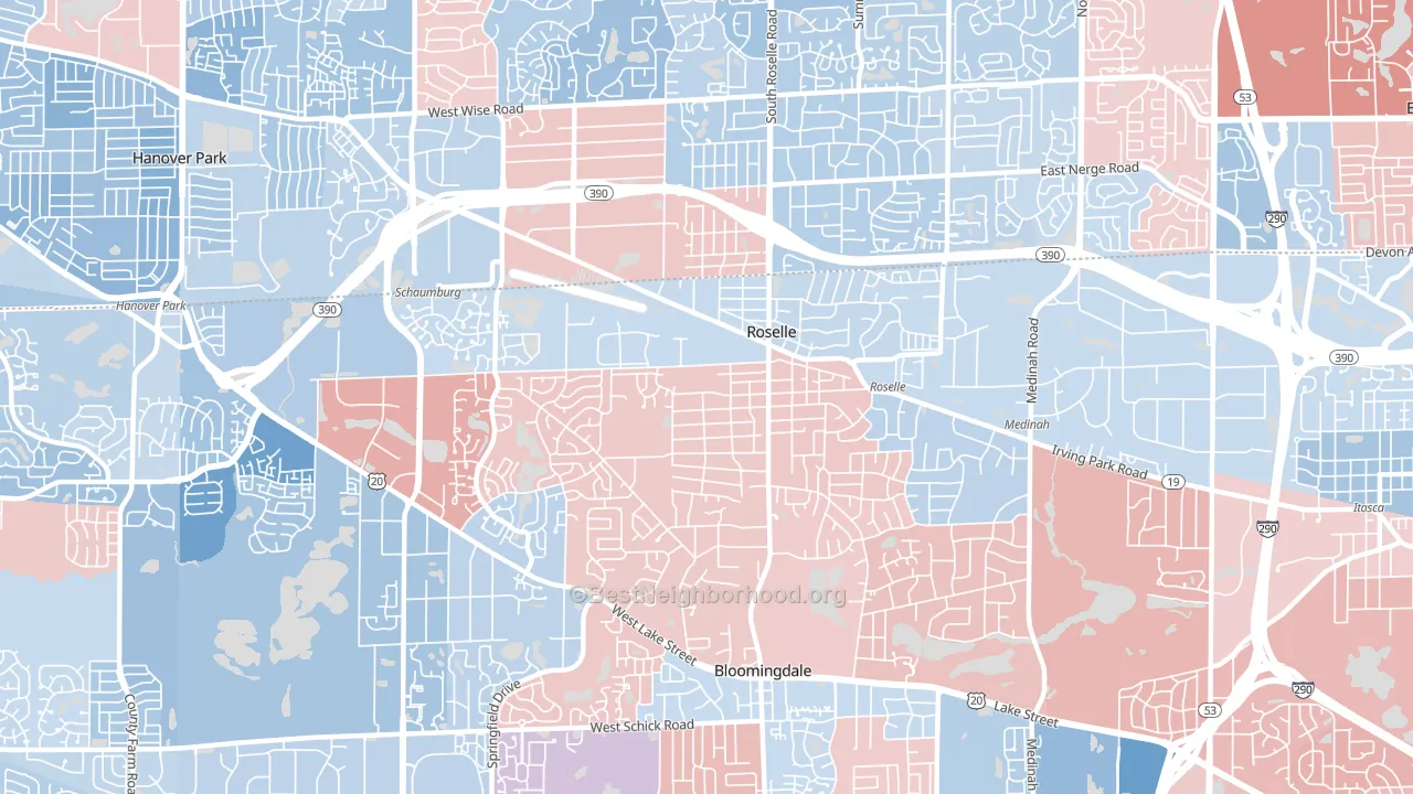 60172, IL block-group political-lean map