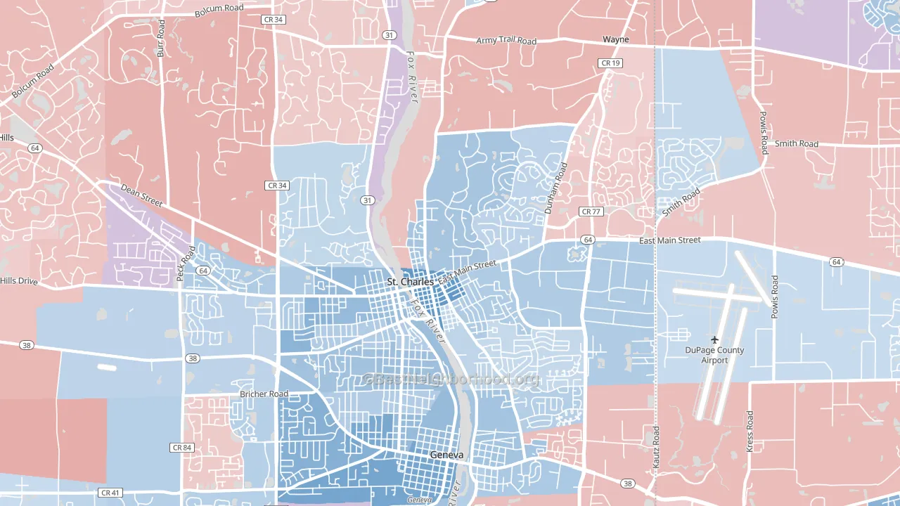 60174, IL block-group political-lean map