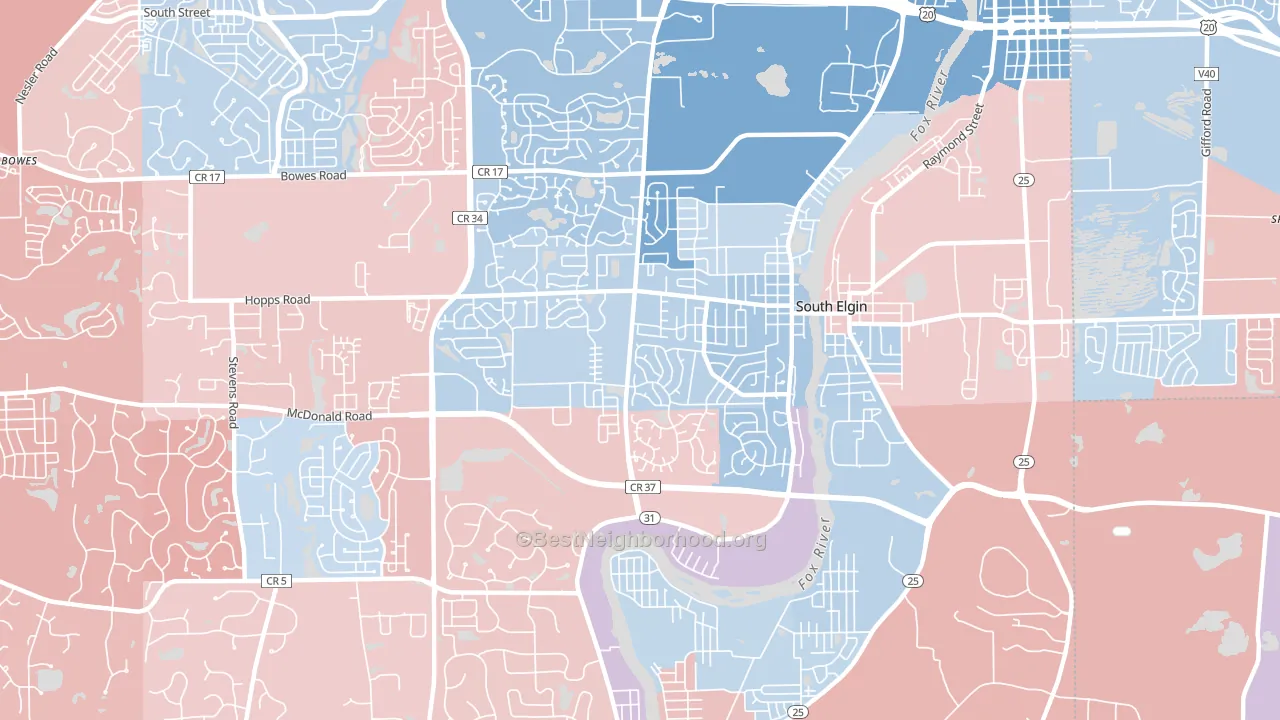 60177, IL block-group political-lean map