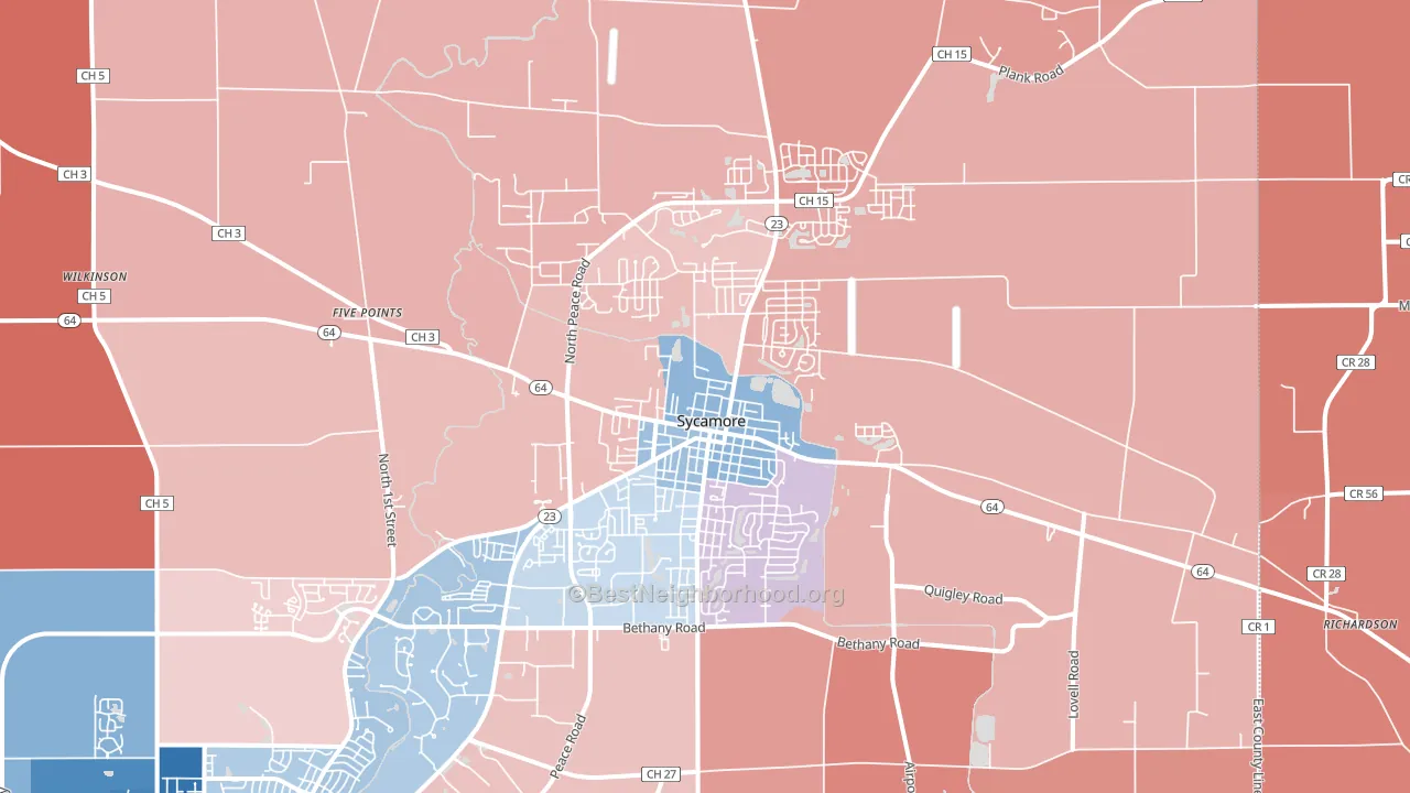 60178, IL block-group political-lean map
