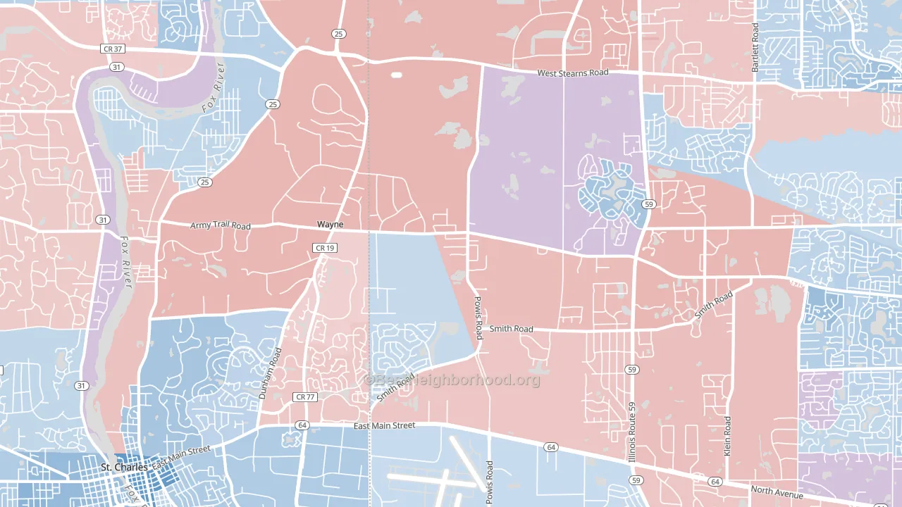 60184, IL block-group political-lean map