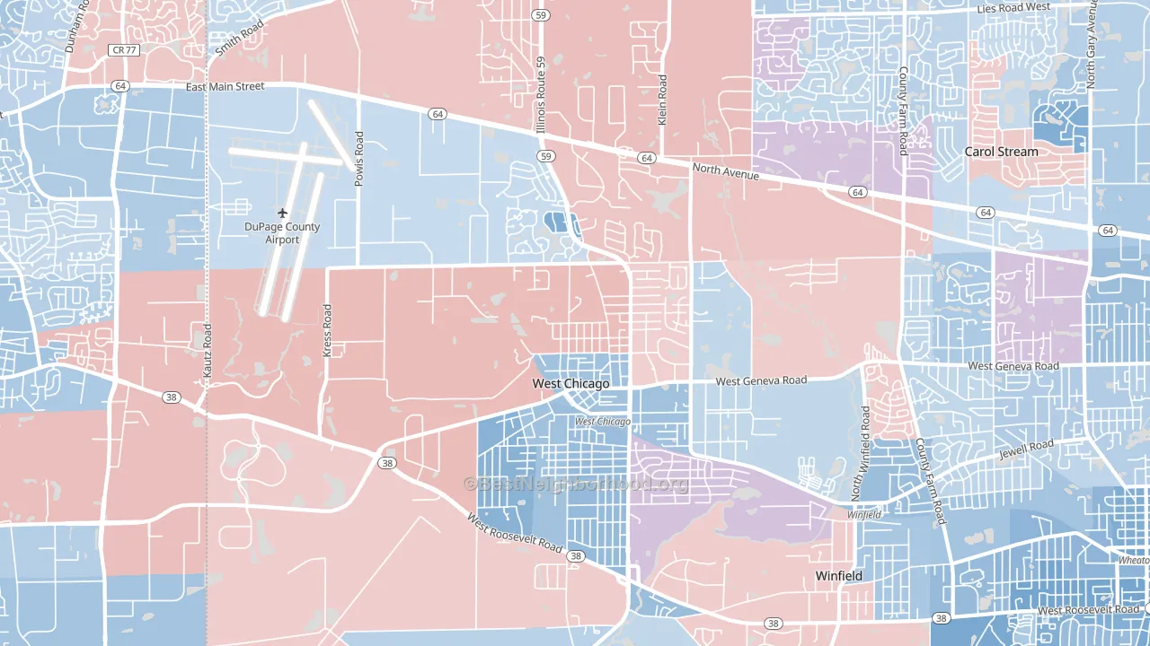 60185, IL block-group political-lean map