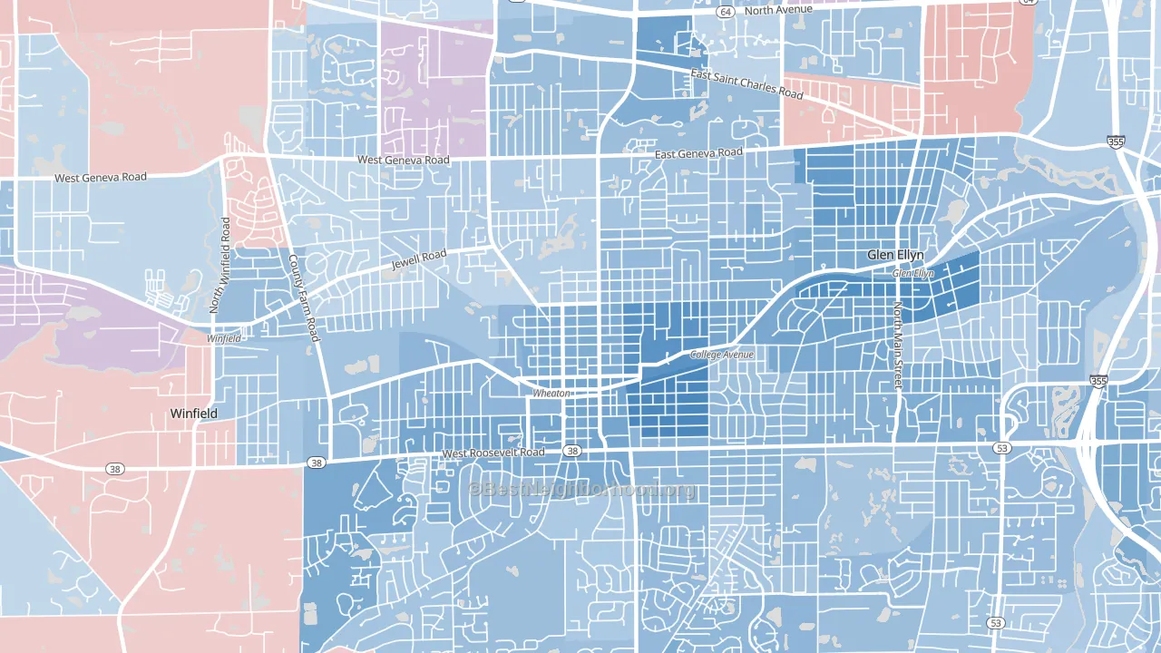 60187, IL block-group political-lean map