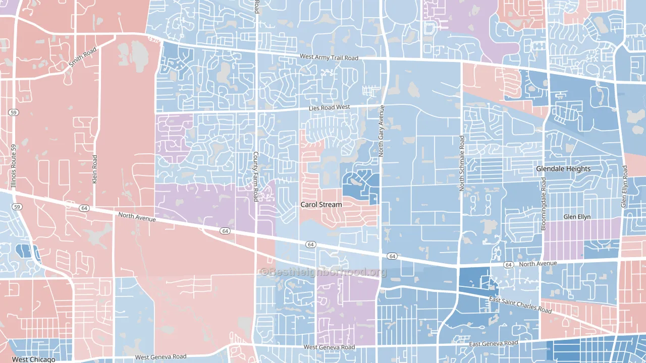 60188, IL block-group political-lean map