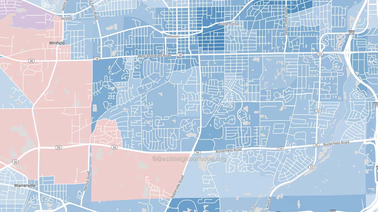 60189, IL block-group political-lean map