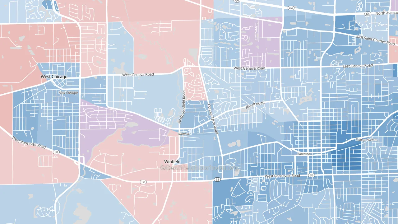 60190, IL block-group political-lean map