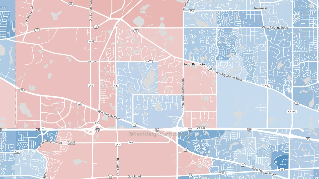 60192, IL block-group political-lean map