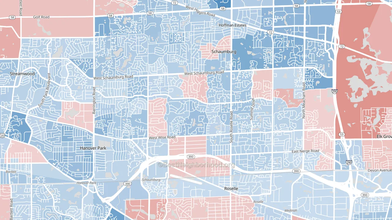 60193, IL block-group political-lean map