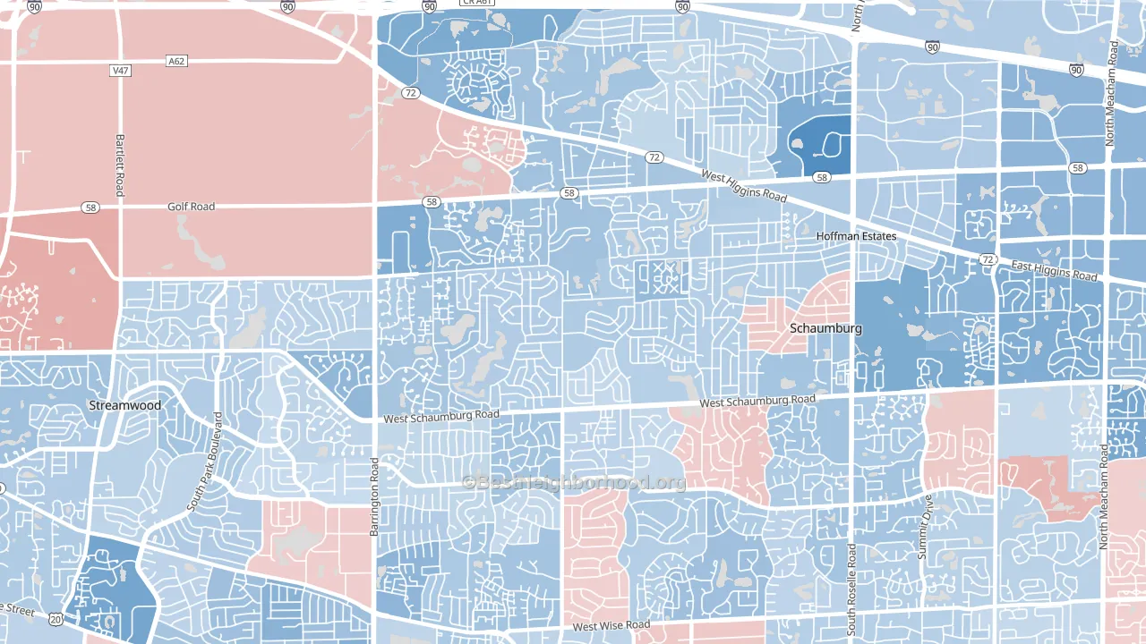 60194, IL block-group political-lean map