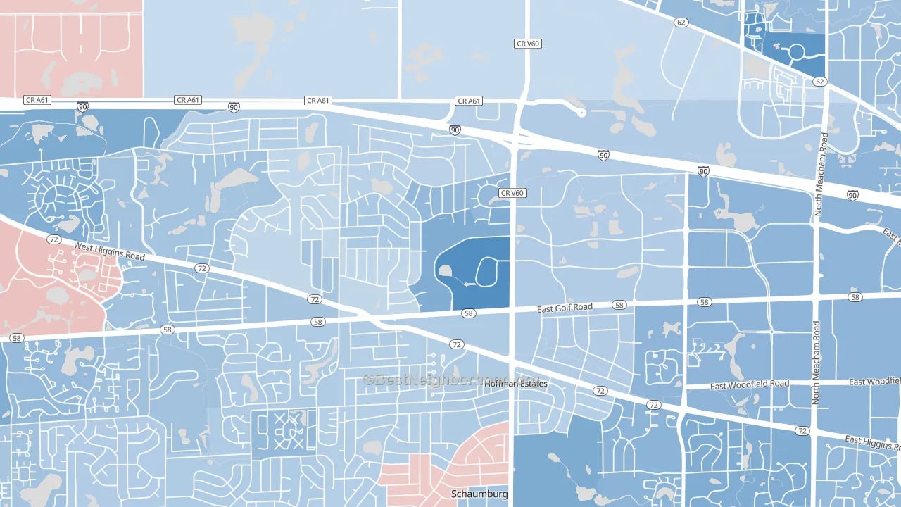 60195, IL block-group political-lean map