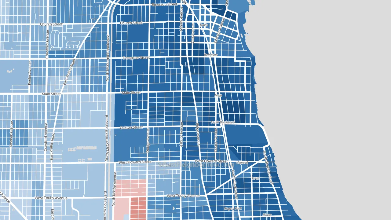 60202, IL block-group political-lean map