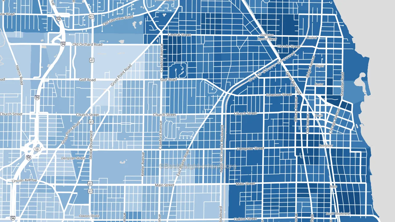 60203, IL block-group political-lean map