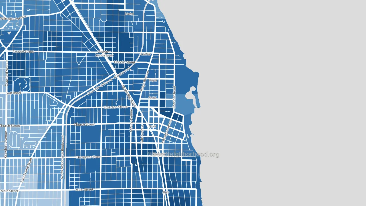 60208, IL block-group political-lean map