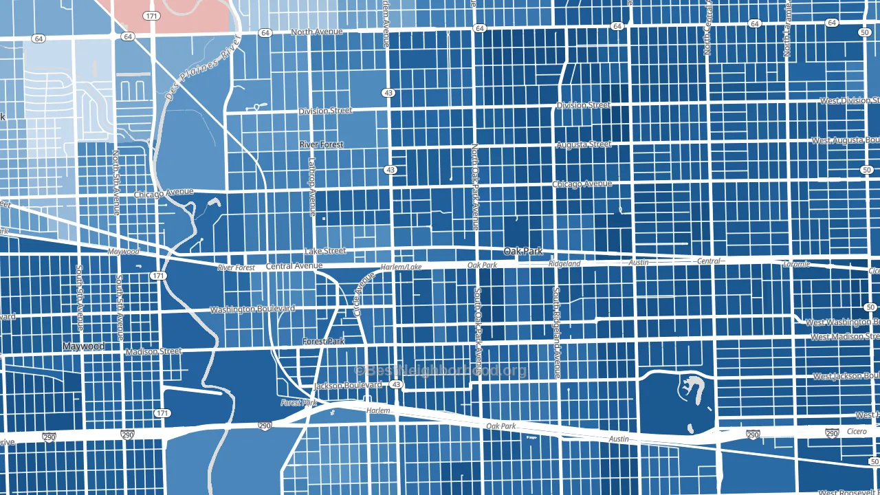 60301, IL block-group political-lean map