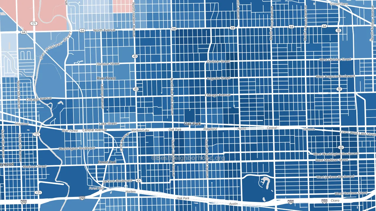 60302, IL block-group political-lean map